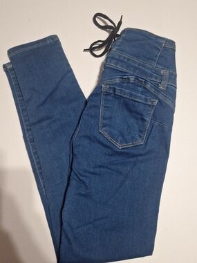 Wax Jean Dark Blue Drawstring Skinny Jeggings